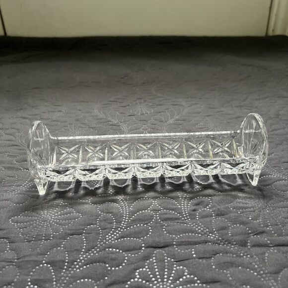 Source Unknown Other - Lead Crystal Cracker Tray Water Biscuits Wafers Elegant Buffet Table Display 9”